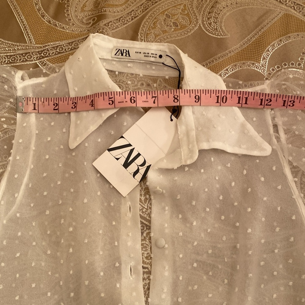 Zara white organza blouse with full sleeves - Picture 10 of 12